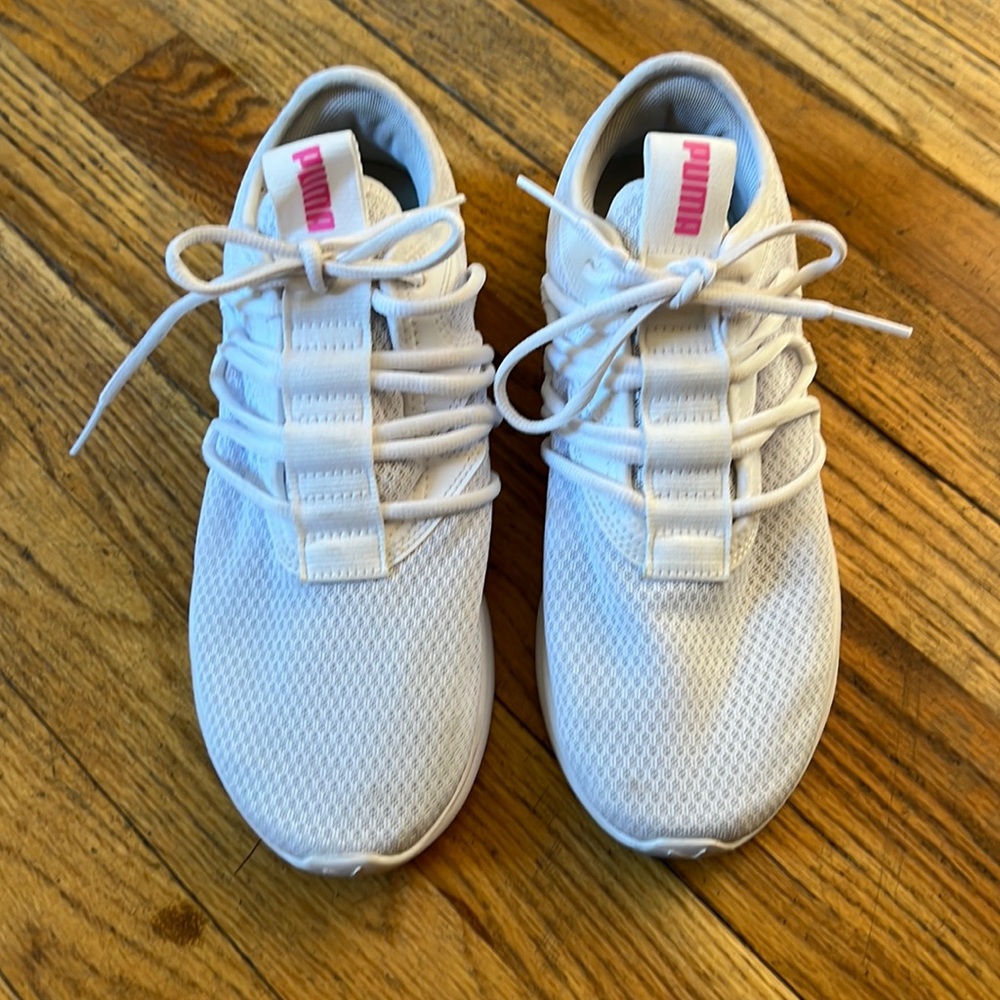 Puma White & Pink Star Vital Lace Up Mesh Trainer Running Sneakers 8